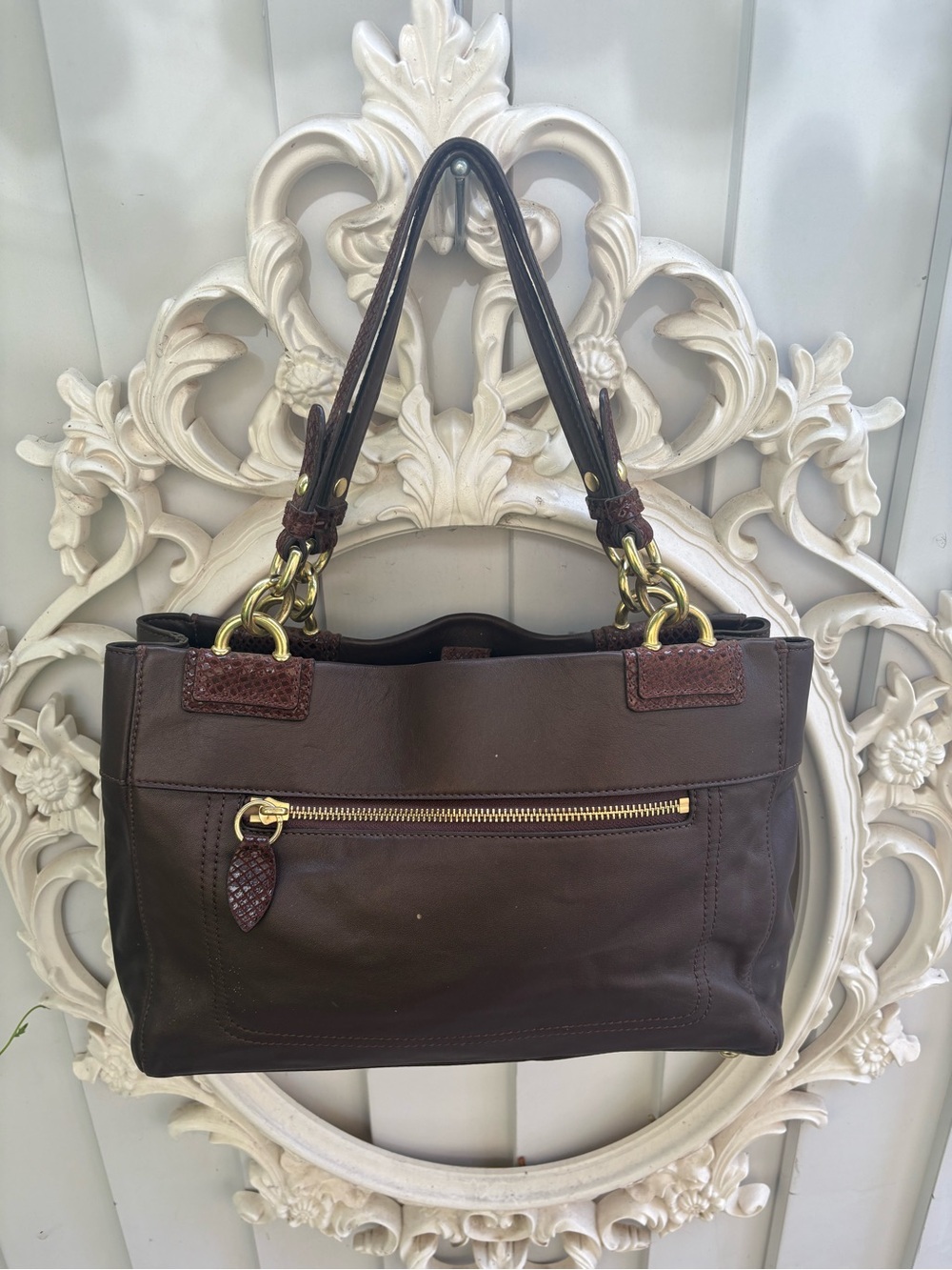 Vintage Coach Dark Brown Leather Penelope carry all satchel - Picture 4 of 10